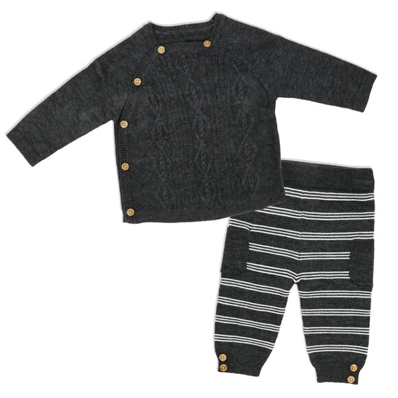 Rose Textiles - Boys 2 Piece Knit Set: Grey - Picture 1 of 1